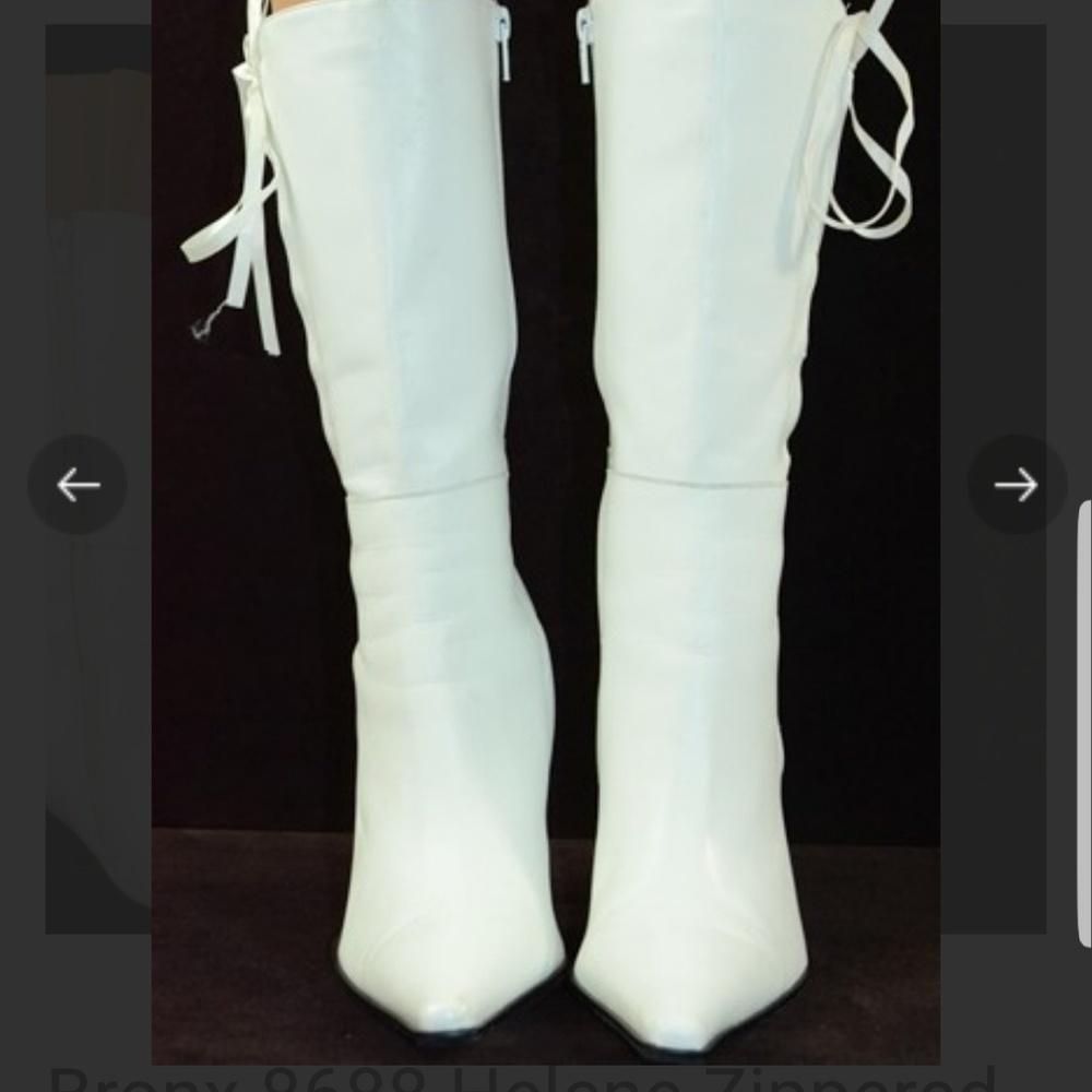 White Leather Boots-8.5